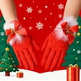 thumbnail image 4 of Women's Christmas Gloves with Bow Velvet Holiday Gloves for Christmas Parties Red Free Size, 4 of 6