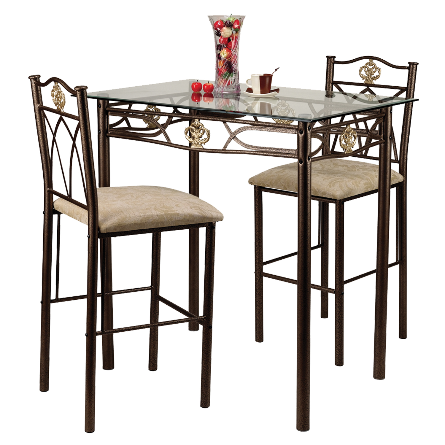 Home Source Crown Bronzed Counter Height 3 Piece Bistro Set - image 2 of 10