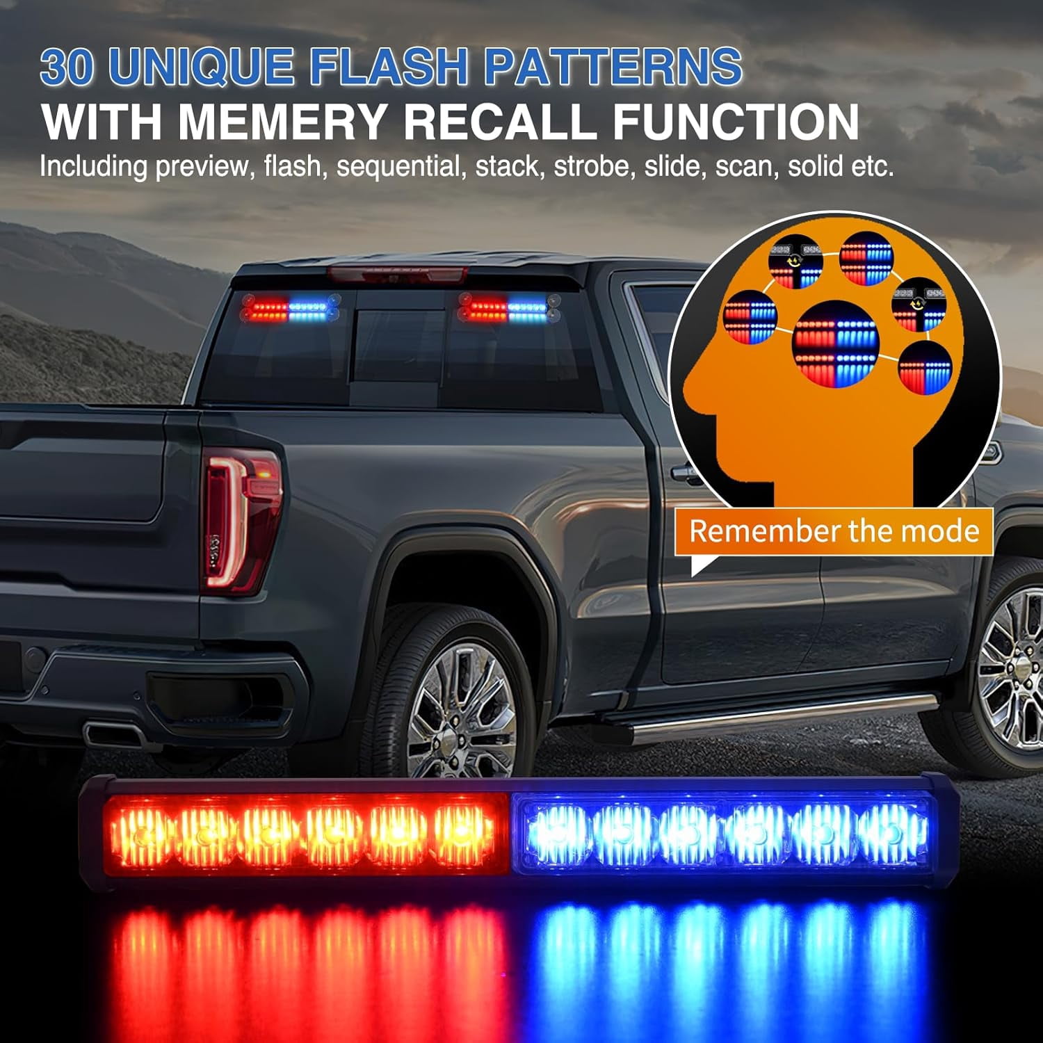 Nilight 24LED Emergency Strobe Traffic Advisor Light Bar 2 in 1 Red Blue Dash Warning Safety Flashing Lights Front/Rear Windshield Construction Lights for Trucks Cars