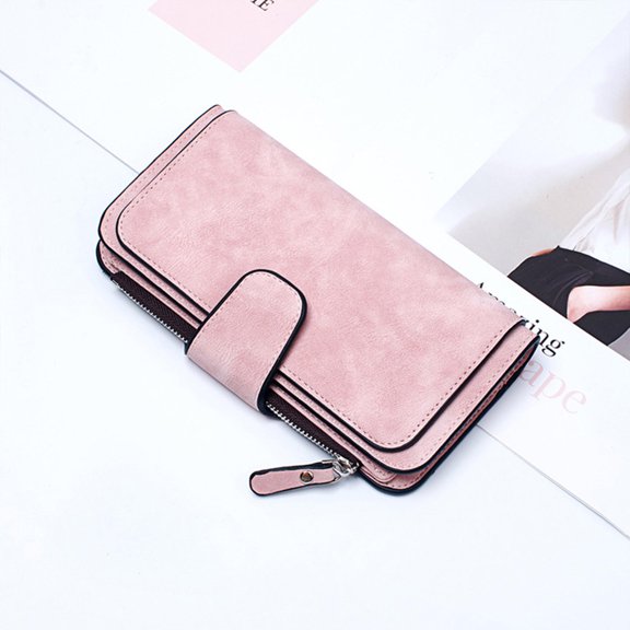 BESTYASH Wrist Strap Pink Snap Closure Wallet with Multiple Compartments and Fine Touch PU