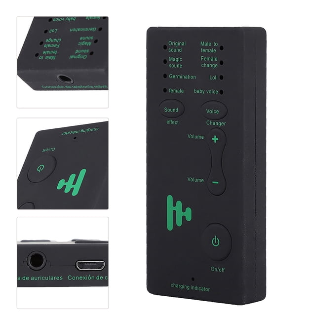 Voice Changer Sound Card, 4 Effects, 4 Changes, Plug & Play with Computer Phone, for Games, Live, SingEnglish Version