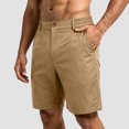 thumbnail image 6 of idosla Men's Cotton Chino Shorts Casual Elastic Waist Drawstring 7 Inch Summer Beach Golf Shorts with Pockets (Khaki, L), 6 of 7