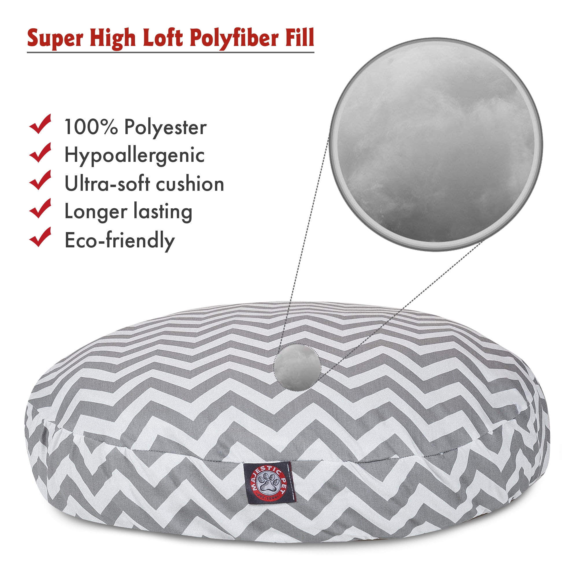 Majestic Pet | Chevron Round Pet Bed For Dogs, Removable Cover, Gray, Small