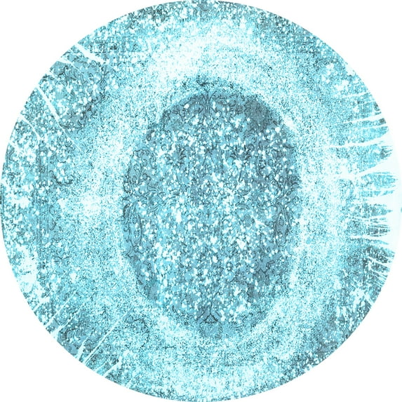 Ahgly Company Indoor Round Abstract Light Blue Contemporary Area Rugs, 5' Round