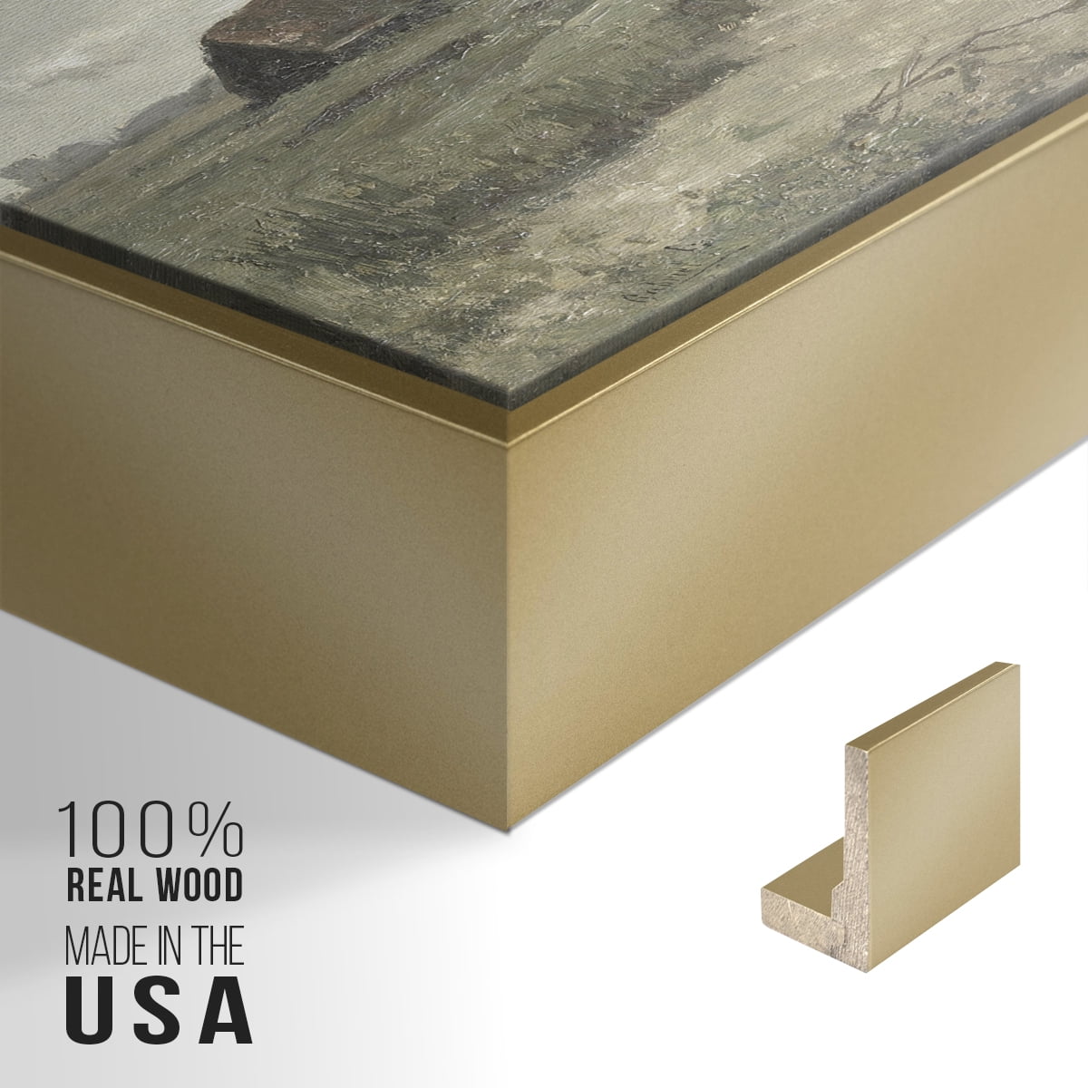 Vintage Landscape-CDI By Wexford Home Framed in Gold Wood Gallery Wrapped Canvas 17 in. x 25 in.