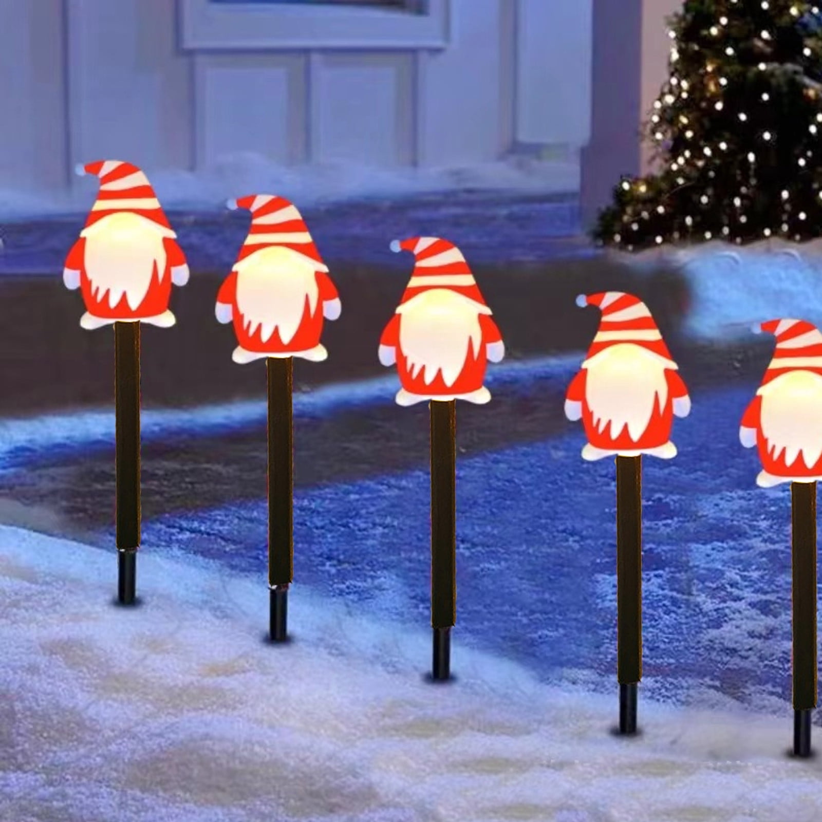 Solar Christmas Garden Stake Lights, Outdoor Waterproof Solar Santa Claus Garden Stake Christmas Pathway Lights for Christmas Decorations Garden Lawn Pathway Patio