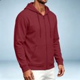 thumbnail image 5 of Zip Up Hoodie Men Long Sleeve Lightweight Solid Color Plain Hooded Sweatshirts Casual Fall Spring Track Jackets, 5 of 7