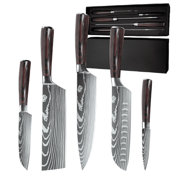 Dfito Kitchen Chef Knife Sets, 3.5-8 inch Set Boxed Knives 440A Stainless Steel Ultra Sharp Japanese Knives, 5 Pieces Knife Sets
