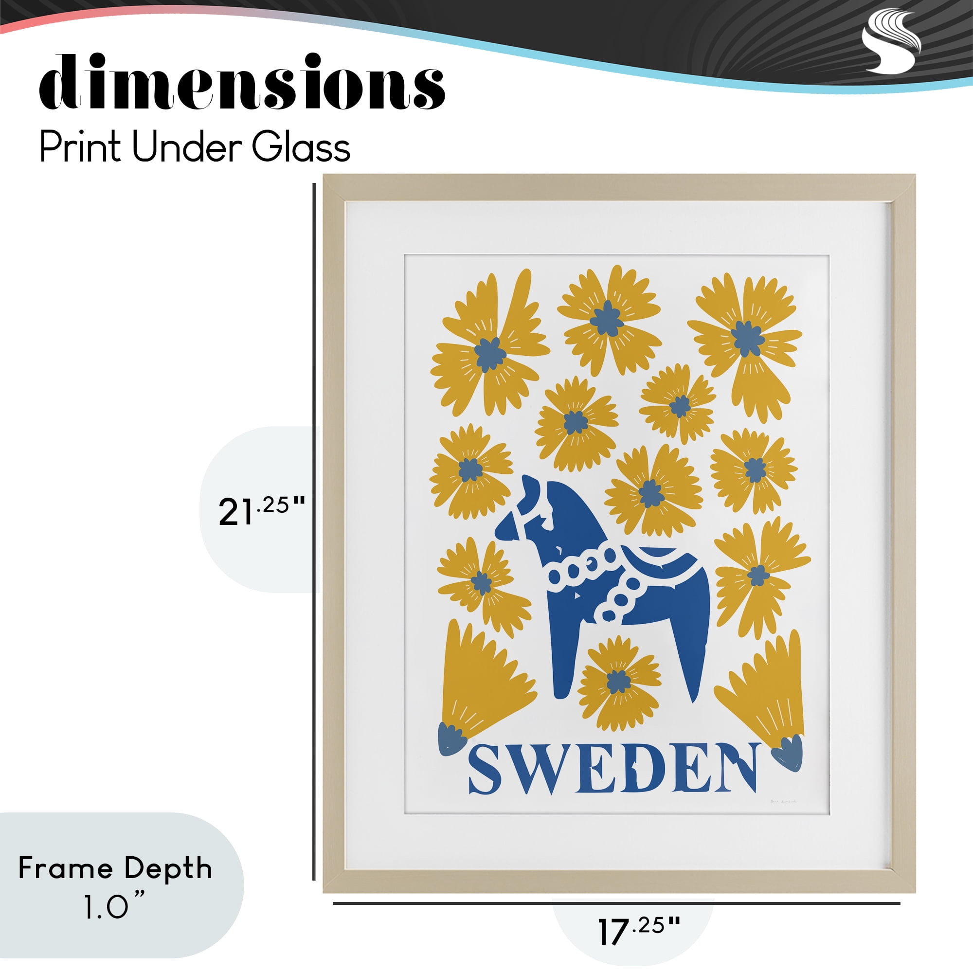 Stupell Industries Swedish Folk Flowers Birch Framed Print Under Glass, design by Omar Escalante