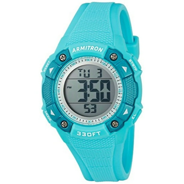 Armitron - armitron sport women's 45/7081lbl digital chronograph teal resin strap watch