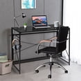 thumbnail image 3 of Gymax Folding Computer Desk Writing Study Desk Home Office w/ 6 Hooks Black, 3 of 10