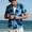 Blue, variant on Men's Flower Printed Hawaiian Shirts Big and Tall Summer Short Sleeve Beach Button Down Hawaiian Shirt Casual Vacation Tops Party Clothes Light Blue L