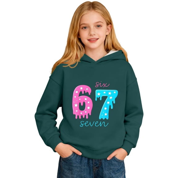67 Hoodie Meme Kids 6 7 Number Preppy Sweatshirts Oversized Cartoon Outfits Christmas Six-Seven Funny Sweatshirt Pullover Fall Winter