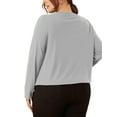 thumbnail image 4 of Gvmfive Plus Size Tops For Women Solid Long Sleeve Drawstring Shirts Blouse, 4 of 4