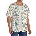thumbnail image 2 of Susaid America Landmarks Print Men's Polo Shirts Button Down Short Sleeve Casual Summer Beach Vintage Shirts for Men-Small, 2 of 5