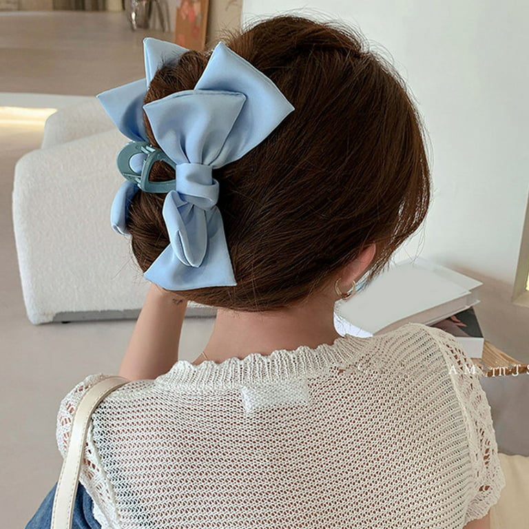 Acheter Lady Hair Claw Elastic Spring Anti-slip Strong Claw Big Bow-knot  Double Layers Hair-fixed Soft Fabric Princess Style Hair Gripper Photograph  Prop