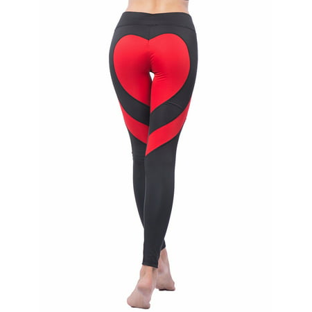 FITTOO Activewear Women's Sexy Workout Leggings Mesh Splicing Yoga Sport Pants Heart Shape (Best At Home Butt Workout)