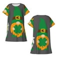 thumbnail image 3 of Bixox Spring St Patrick’S Day Irish Gnomes Pattern Women's Nightgown, Soft & Breathable Sleepwear, Round Neck Knee-Length Pajama Dress,Loungewear for Home & Sleep, 3 of 7
