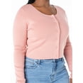 thumbnail image 4 of Celebrity Pink Women’s Cropped Cardigan with Long Sleeves, Sizes XS-4XL, 4 of 5