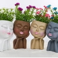 thumbnail image 5 of Head Planter Face Flower Pot, Woman Face Planter Unique White Head Planters for Indoor Outdoor Plants, Novelty Plant Pot Cute Lady Head Vase with Drainage Hole-Gray, 5 of 5