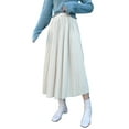 thumbnail image 2 of Txlixc Falda plisada de terciopelo para mujeres casual color sólido falda elástica de cintura a larga en otoño, adecuada para usar en la calle Txlixc moda, 2 of 9