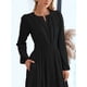 thumbnail image 4 of Vestido de Otoño Informal para Mujer, de Larga, Cuello en V, Cintura Elástica, Ligero, para Invitadas de Boda, con Bolsillos Negro L, 4 of 10