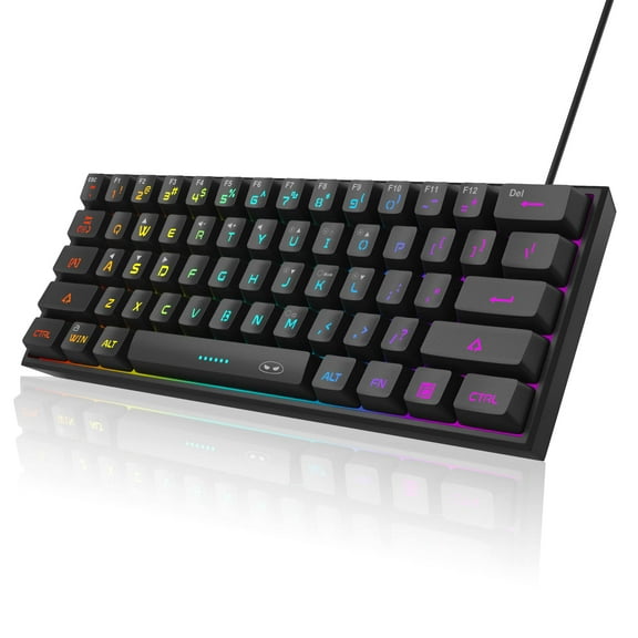 MageGee Mini Gaming Keyboard, 60% Percent Keyboard, 61 Keys Mechanical Feel, Compact Rgb Backlit