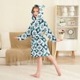 thumbnail image 2 of FORMRS Niños Bathrobe Unisex Hooded Robe Soft Plush Pajamas Sleepwear, Size 2-3T, Blue Mosaic Pattern, 2 of 7