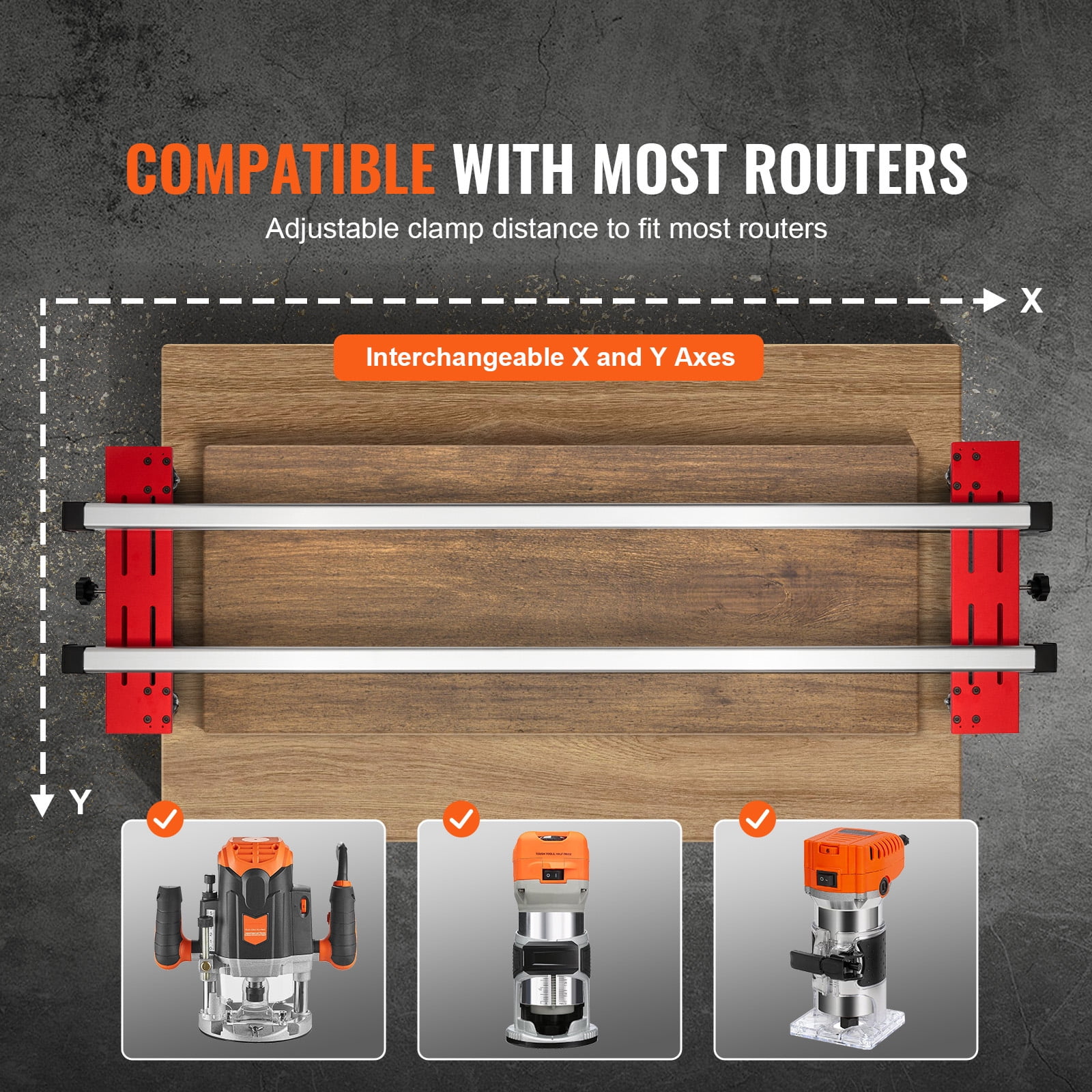 KFFKFF Router Sled, 64 inches, Movable and Modifiable Slab Smoothing Jig DIY Carpentry Router Sled for Leveling Slabs for Wood Smoothing, Domestic DIY
