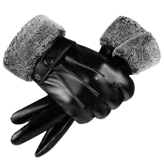 PMVFHDE Mens Gloves Winter Leather Screen Mittens Thermal Warm Waterproof