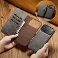 thumbnail image 3 of Magnetic Wallet Case for iPhone 17 Pro with Card Holder, Detachable Leather Kickstand Case with Card Slots - 6.3 inch (Gray), 3 of 19