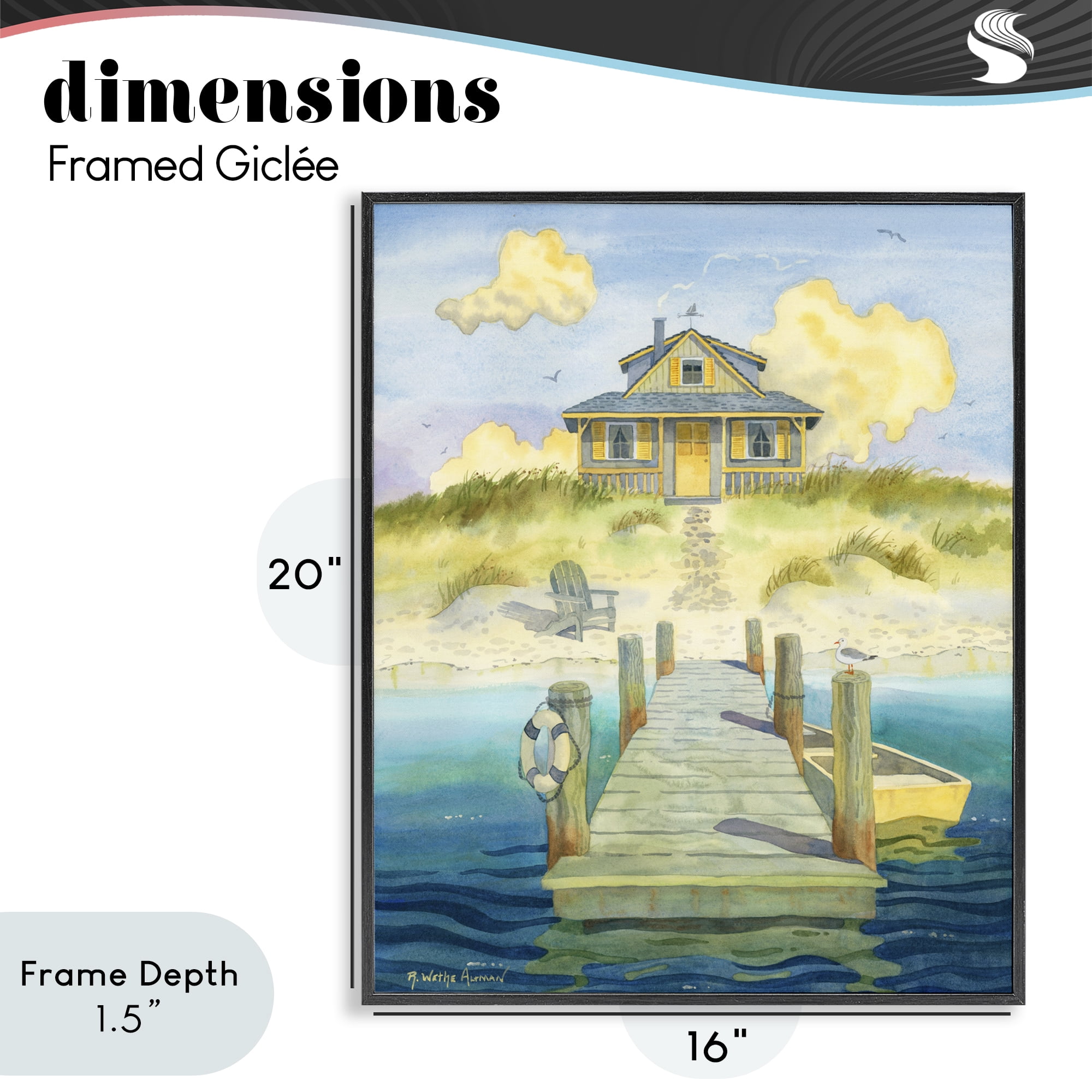 Stupell Industries Welcome Seaside Retreat Cottage Black Framed Giclee Art, design by Robin Altman