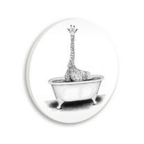Stupell Industries Giraffe In A Tub Funny Animal Bathroom Drawing,12 x 12,Design By Rachel Neiman