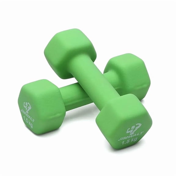 JIMWALT Now in INDIA Exclusive range of Neoprene Dumbbells 0.5KG to 10KG (1.5KG (GREEN))