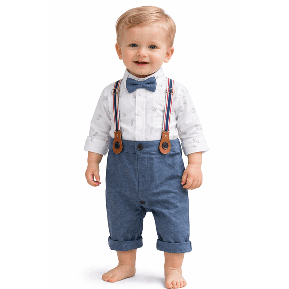 StylesILove Dinosaur Print Long Sleeve Tuxedo Baby Boy Romper (2-3 Years)