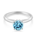 thumbnail image 2 of Gem Stone King 14K White Gold Swiss Blue Topaz Solitaire Engagement Ring for Women (1.20 Cttw, Gemstone November Birthstone, Round 6.5MM, Size 5), 2 of 4
