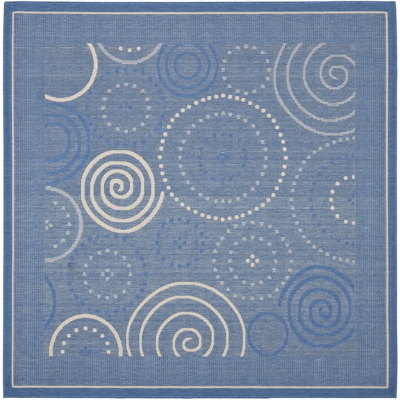 Safavieh Courtyard Hugo Oriental Indoor/Outdoor Area Rug, Blue/Natural, 7'10" x 7'10" Square