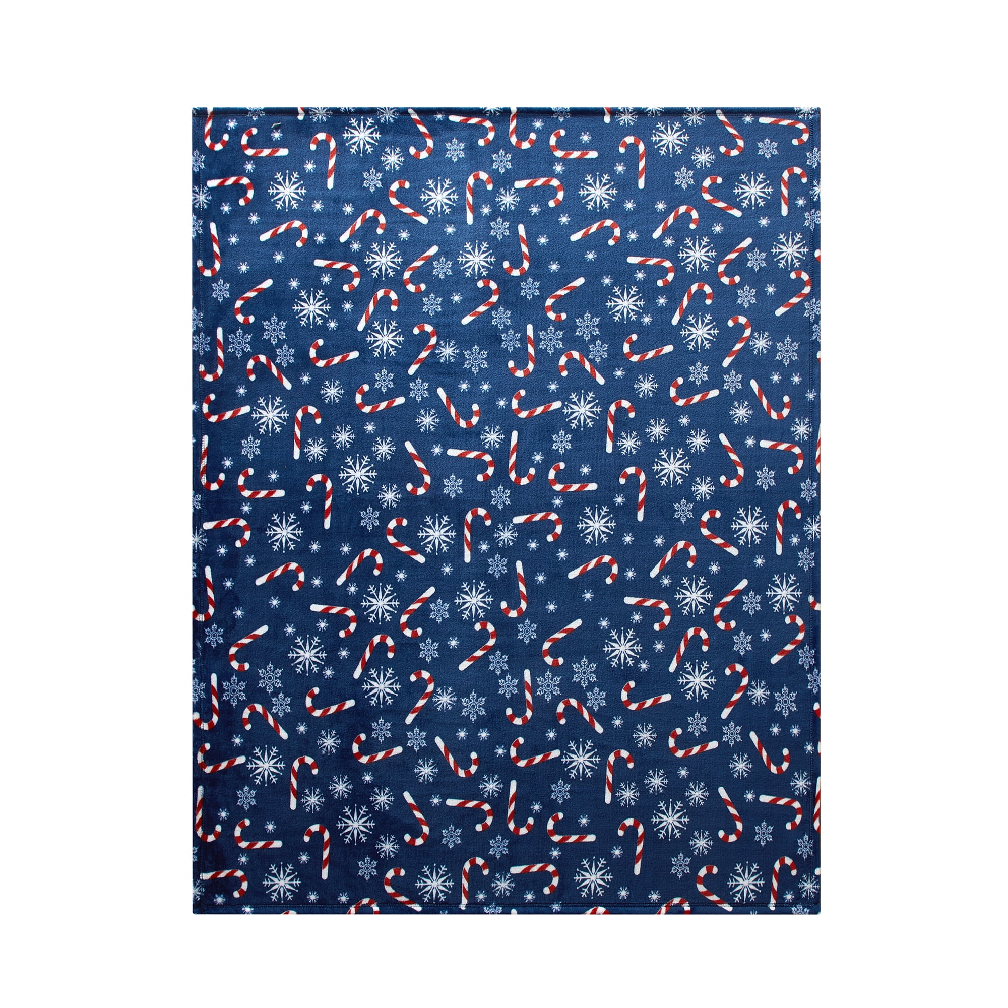 Holiday Time 50"x60" Blue Candy Cane Rolled Plush Throw, All Ages
