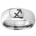 thumbnail image 2 of Tungsten Sagittarius Zodiac 8mm Mirror Gray Polished Dome Men Ring, 2 of 2