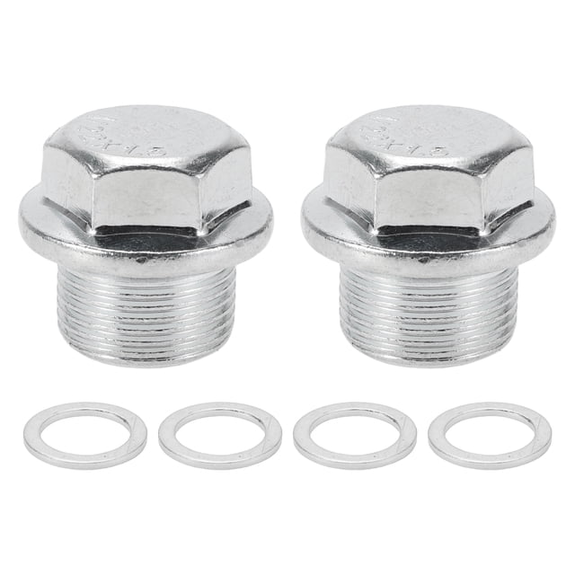 Unique Bargains 1 Set Tapón de Drenaje de Aceite Universal Antifugas 1.08" de Altura Tornillo de Drenaje de Cárter de Aceite Reparación con Junta Tono Plateado Acero Aluminio M22x1.5