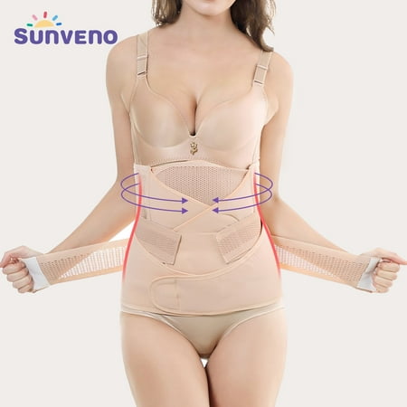 

Sunveno 3 in 1 Postpartum Support Recovery Belly Wrap Waist Postpartum Recovery Belt Beige L