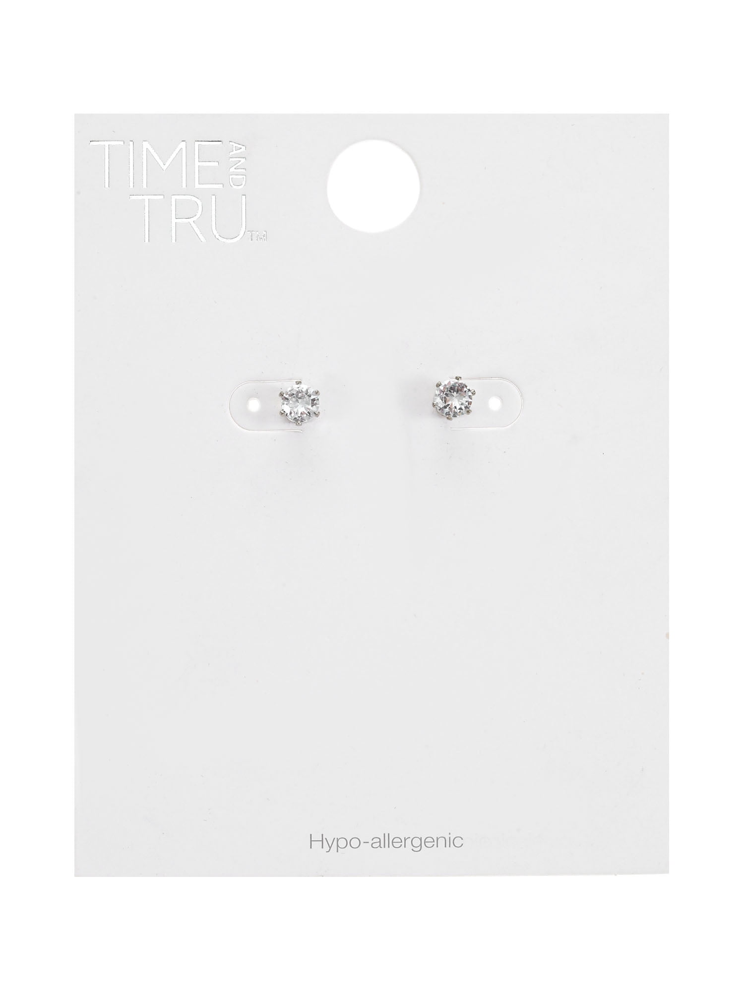 Time and Tru Women's Silvertone Cubic Zirconia Stud