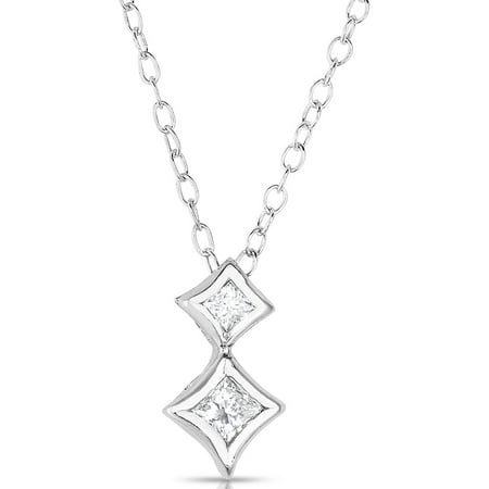 1/6 Carat T.W. Bezel-Set Princess-Cut White Diamond 10kt White Gold Fashion Pendant
