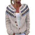 thumbnail image 1 of iHPH7 Fair Isle Sweater Women Fall Outfits for Women Womens Fall Jackets Women Fall Clothes Womens Fall Clothing Fall Sweaters for Women Button Up Cardigans for Women Light Gray S, 1 of 4