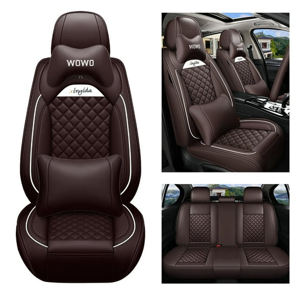 Maidao Car Seat Covers Leather Full Set for Lexus for NX 2015-Present 5 Seats Front Rear Cushion Protector with Headrest Coffee