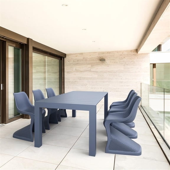 Compamia Bloom 7 Piece Extendable Patio Dining Set in Dark Gray
