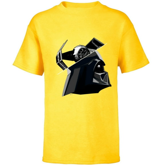Star Wars Darth Vader and TIE Advanced Starfighter - Short Sleeve T-Shirt for Kids - Customized-Yellow