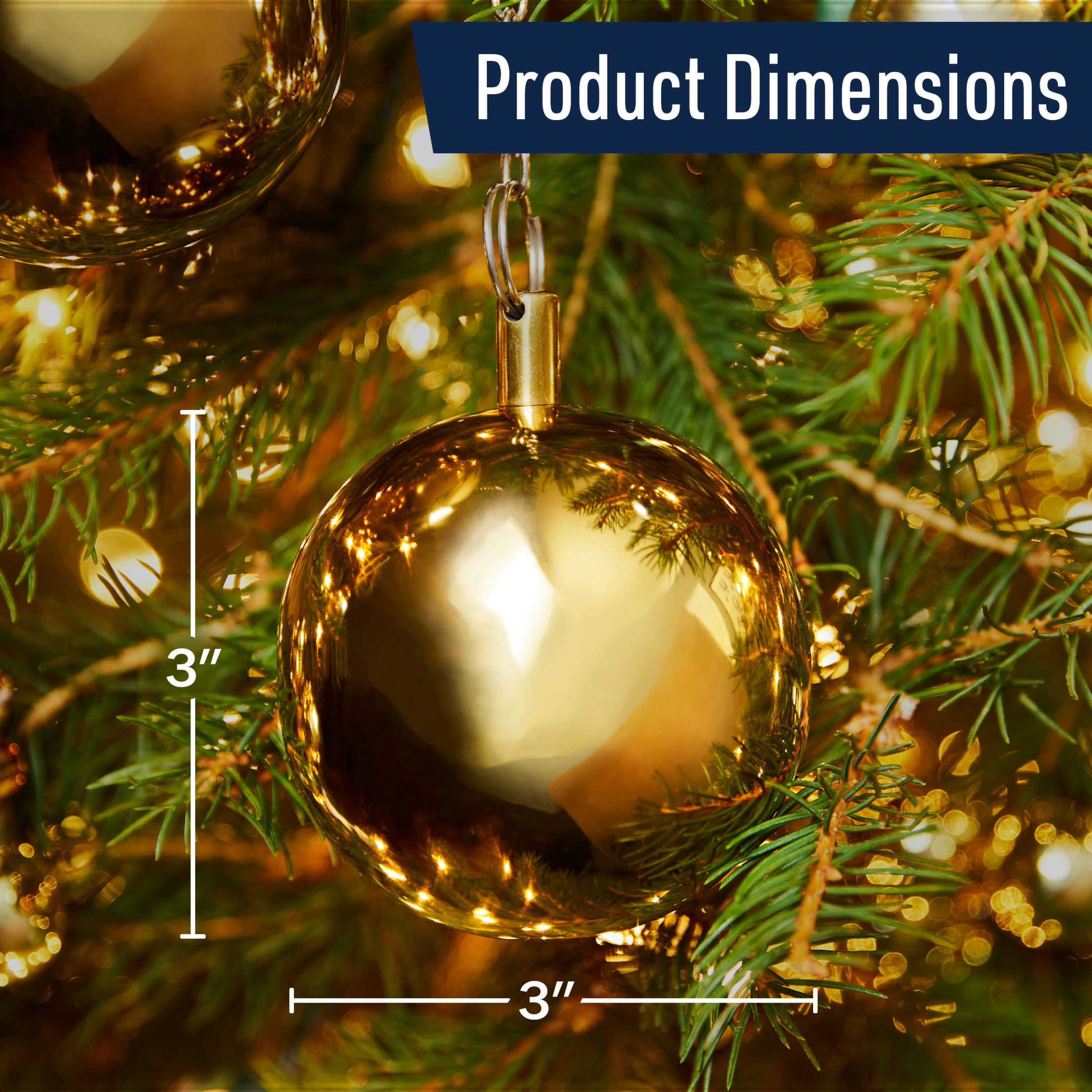 Elf Stor 4Pcs Christmas Ornaments Set - 3” Brass Shatterproof Ornaments