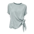 thumbnail image 6 of Annhoo Striped Blouses for Women Crew Neck Side Tie Knot Short Sleeve Top Loose Lightweight Comfy Beach Shirts, 6 of 7