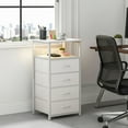 thumbnail image 5 of Tomnk Woo Dresser with USB Ports, 4 Fabric Drawers, Bedside Table, White, 5 of 8